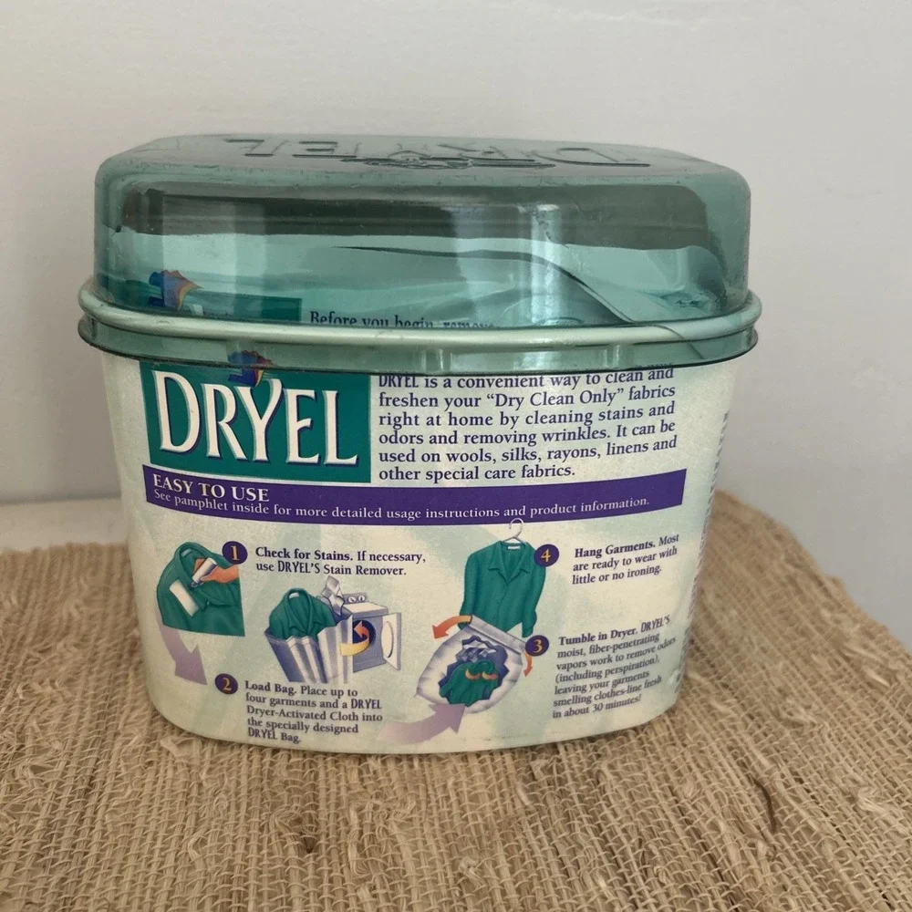 Vintage Dryel Fabric Care Kit 12 Loads Open Box Complete 1997 Home Dry Cleaner